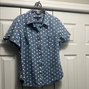 Tommy Hilfiger Blue and White Polka Dot Blouse